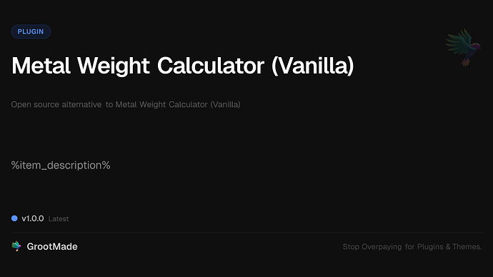 Metal Weight Calculator (Vanilla)