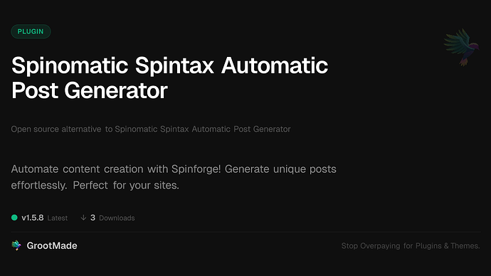 Spinomatic Spintax Automatic Post Generator