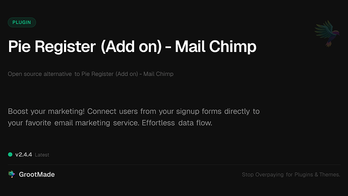 Pie Register (Add on) - Mail Chimp