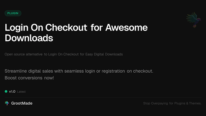 Login On Checkout for Awesome Downloads