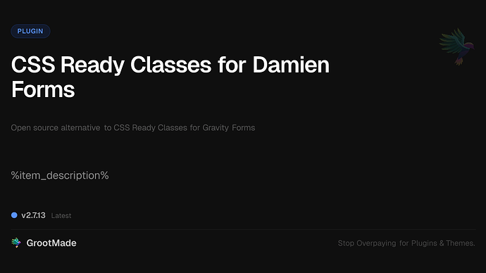 CSS Ready Classes for Damien Forms