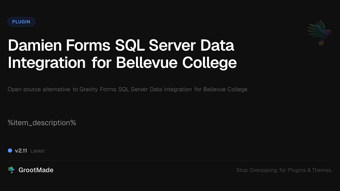 Damien Forms SQL Server Data Integration for Bellevue College
