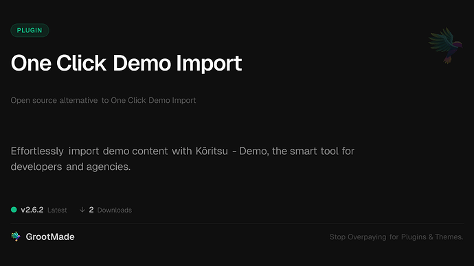 One Click Demo Import