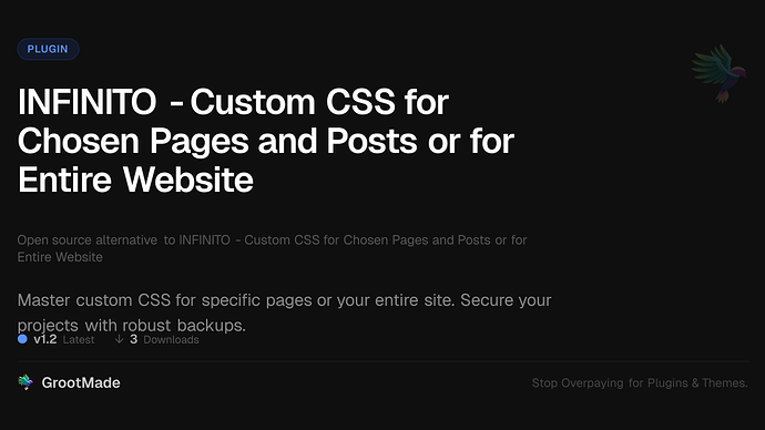 INFINITO - Custom CSS for Chosen Pages and Posts or for Entire Website