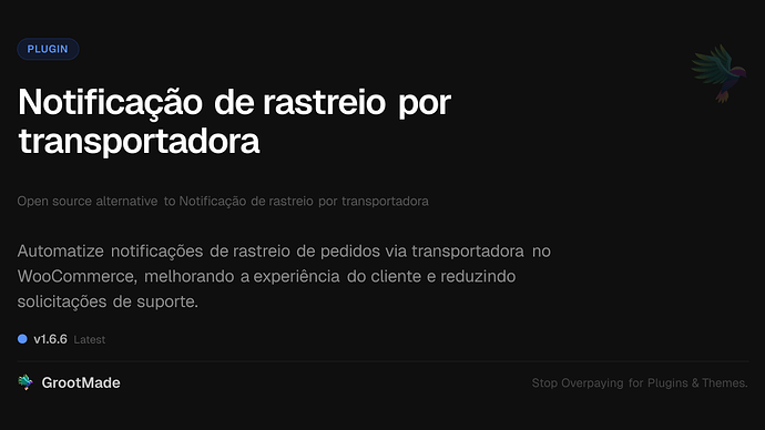 Notificação de rastreio por transportadora