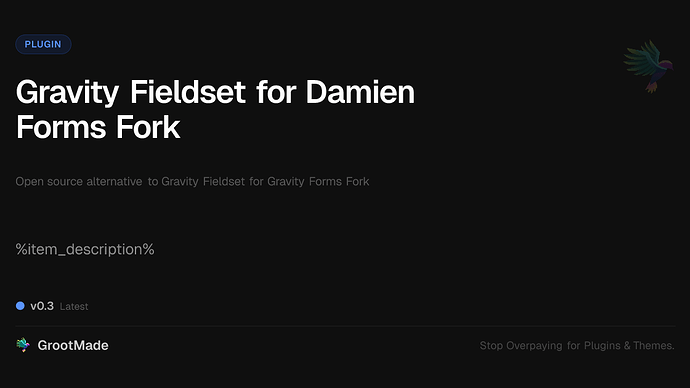Gravity Fieldset for Damien Forms Fork