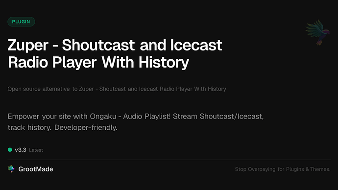 Zuper - Shoutcast and Icecast Radio Player With History