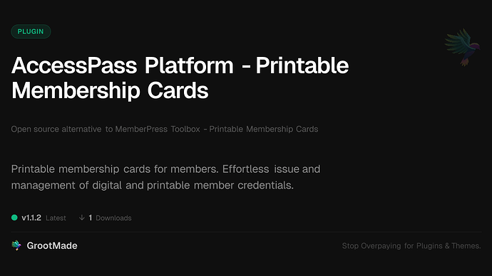 AccessPass Platform - Printable Membership Cards