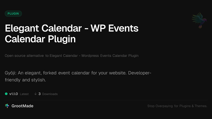 Elegant Calendar - WP Events Calendar Plugin