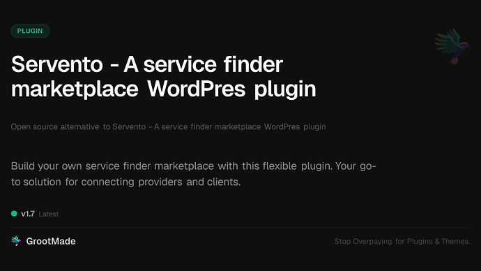 Servento - A service finder marketplace WordPres plugin