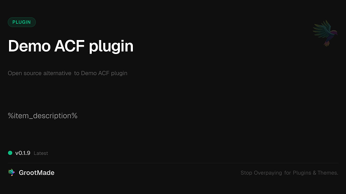 Demo ACF plugin