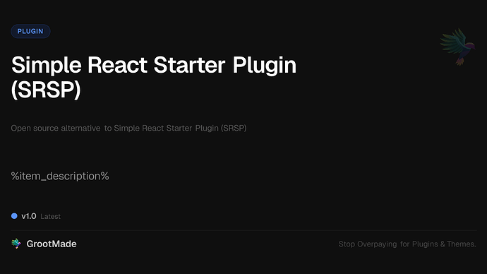 Simple React Starter Plugin (SRSP)