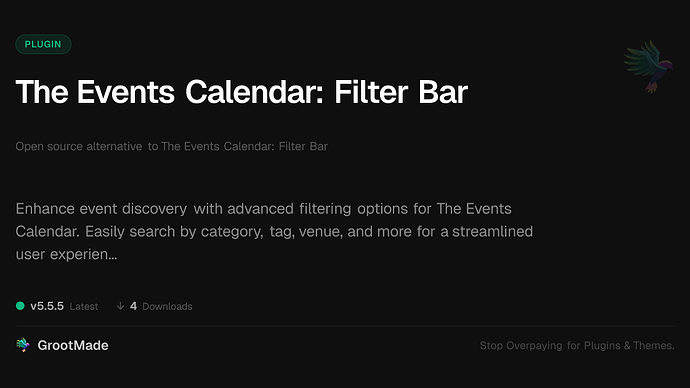 The Events Calendar: Filter Bar