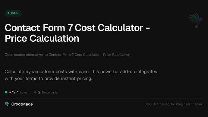 Contact Form 7 Cost Calculator - Price Calculation