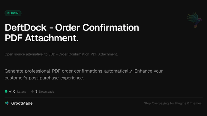 DeftDock - Order Confirmation PDF Attachment.