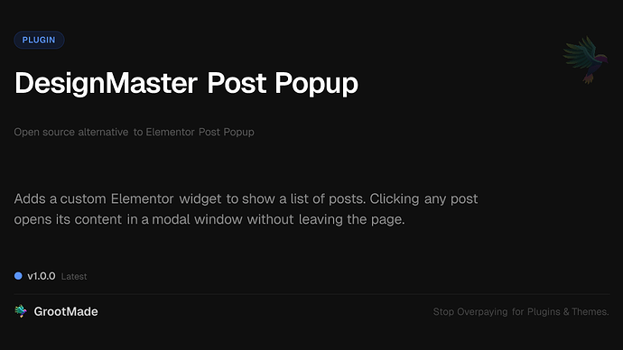 DesignMaster Post Popup