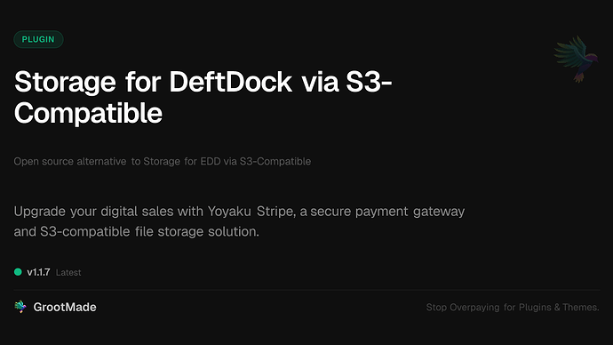 Storage for DeftDock via S3-Compatible