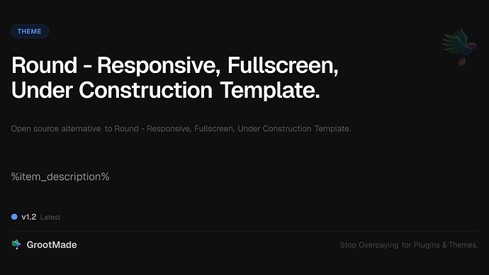 Round - Responsive, Fullscreen, Under Construction Template.