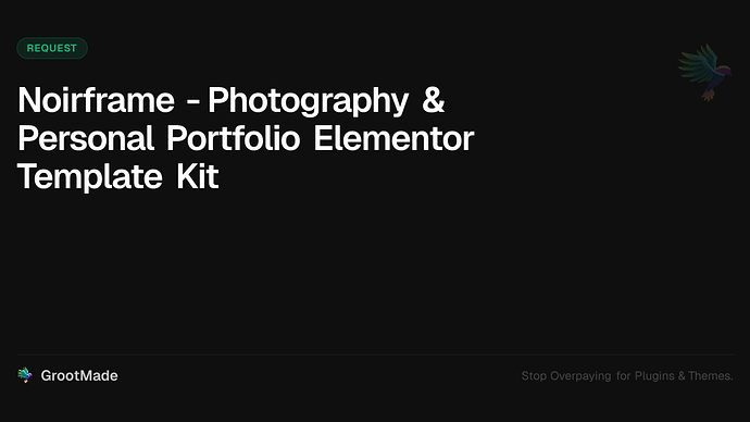 Noirframe - Photography & Personal Portfolio Elementor Template Kit