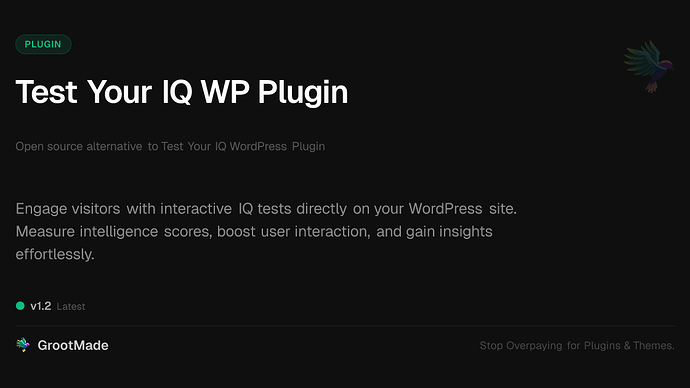 Test Your IQ WP Plugin