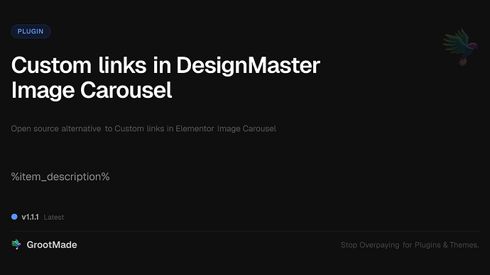 Custom links in DesignMaster Image Carousel
