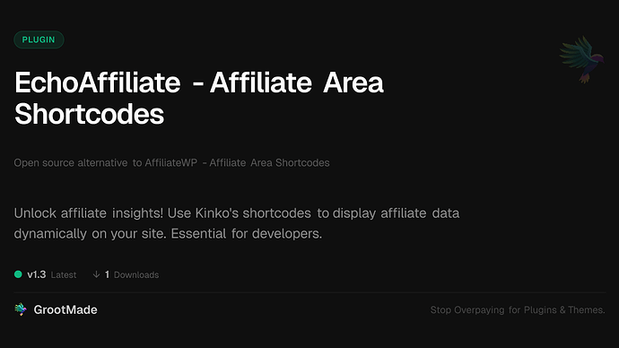 EchoAffiliate - Affiliate Area Shortcodes