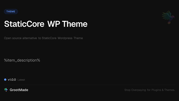StaticCore WP Theme
