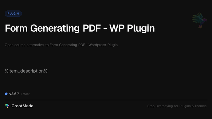 Form Generating PDF - WP Plugin