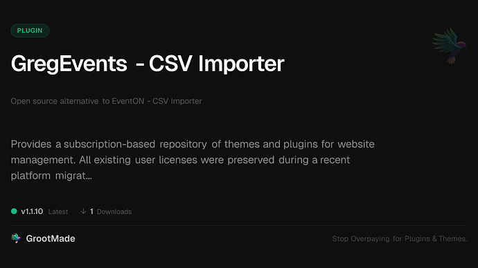 GregEvents - CSV Importer
