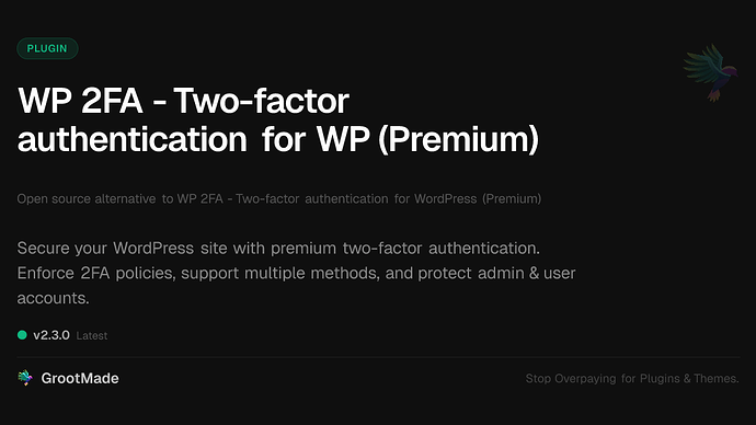 WP 2FA - Two-factor authentication for WP (Premium)