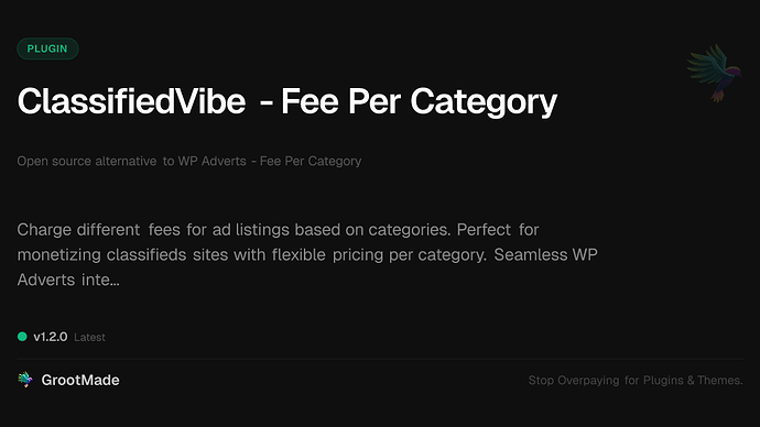 ClassifiedVibe - Fee Per Category