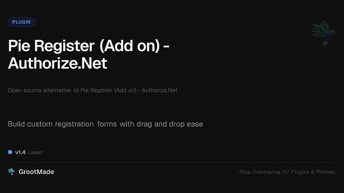 Pie Register (Add on) - Authorize.Net