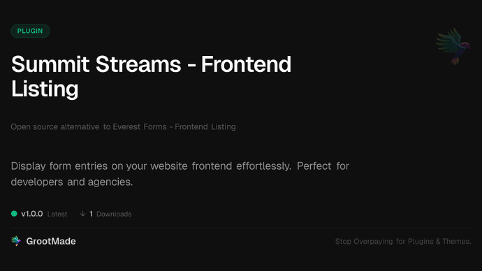 Summit Streams - Frontend Listing