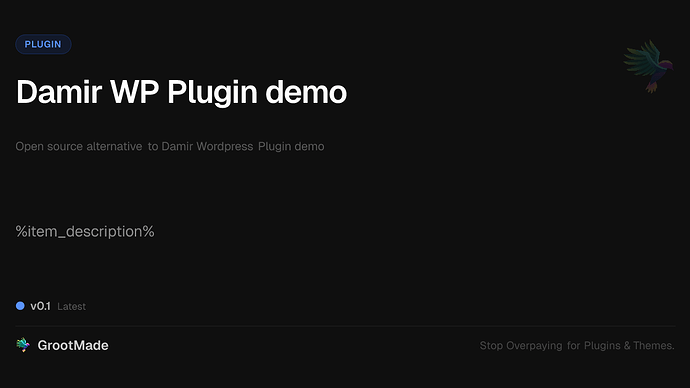 Damir WP Plugin demo