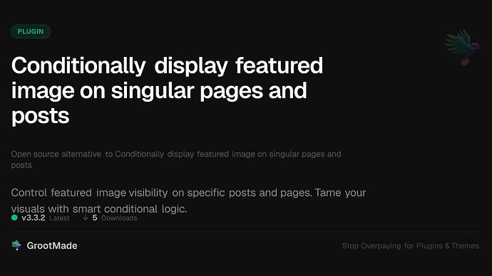 Conditionally display featured image on singular pages and posts
