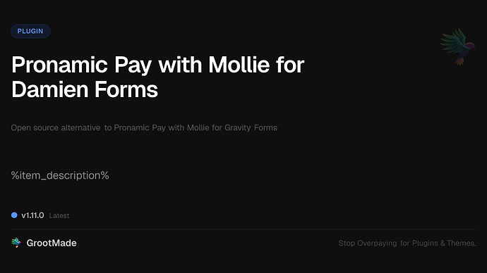 Pronamic Pay with Mollie for Damien Forms