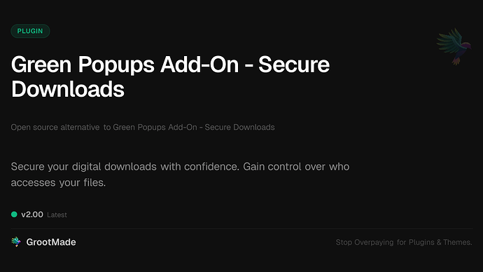 Green Popups Add-On - Secure Downloads
