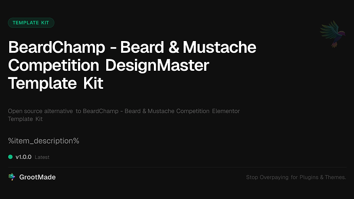 BeardChamp - Beard & Mustache Competition DesignMaster Template Kit
