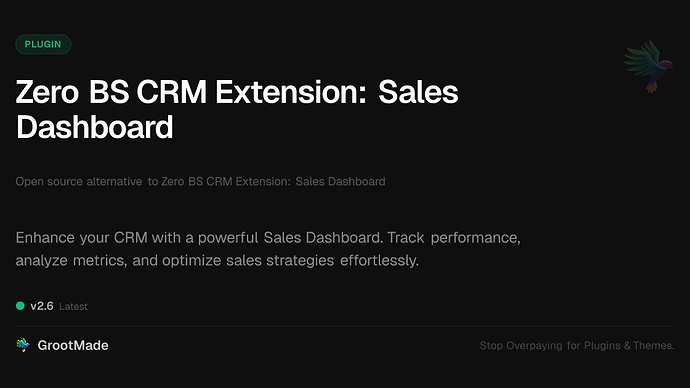 Zero BS CRM Extension: Sales Dashboard