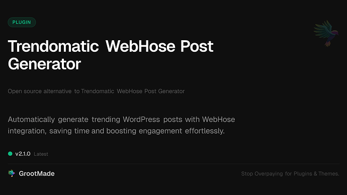 Trendomatic WebHose Post Generator