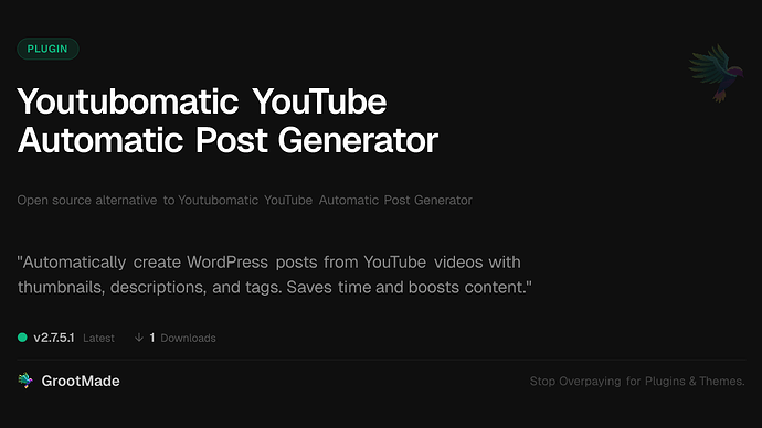 Youtubomatic YouTube Automatic Post Generator