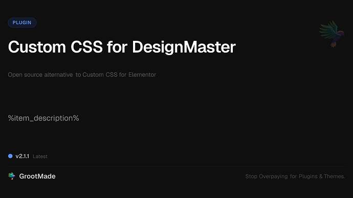 Custom CSS for DesignMaster