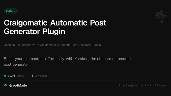 Craigomatic Automatic Post Generator Plugin