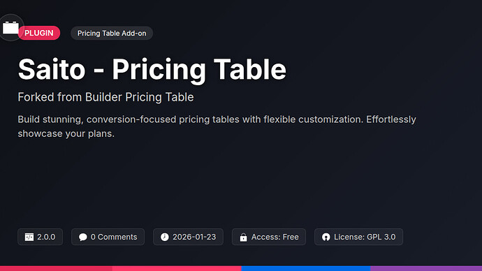 Builder Pricing Table