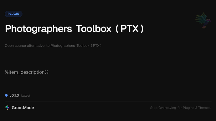 Photographers Toolbox ( PTX )