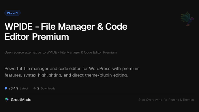 WPIDE - File Manager & Code Editor Premium