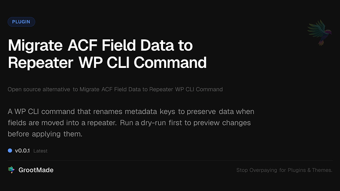 Migrate ACF Field Data to Repeater WP CLI Command