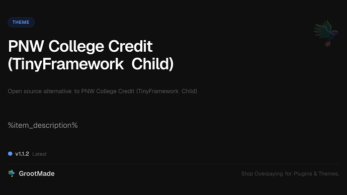 PNW College Credit (TinyFramework Child)