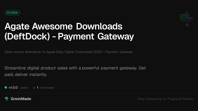 Agate Awesome Downloads (DeftDock) - Payment Gateway