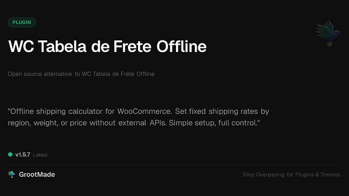 WC Tabela de Frete Offline